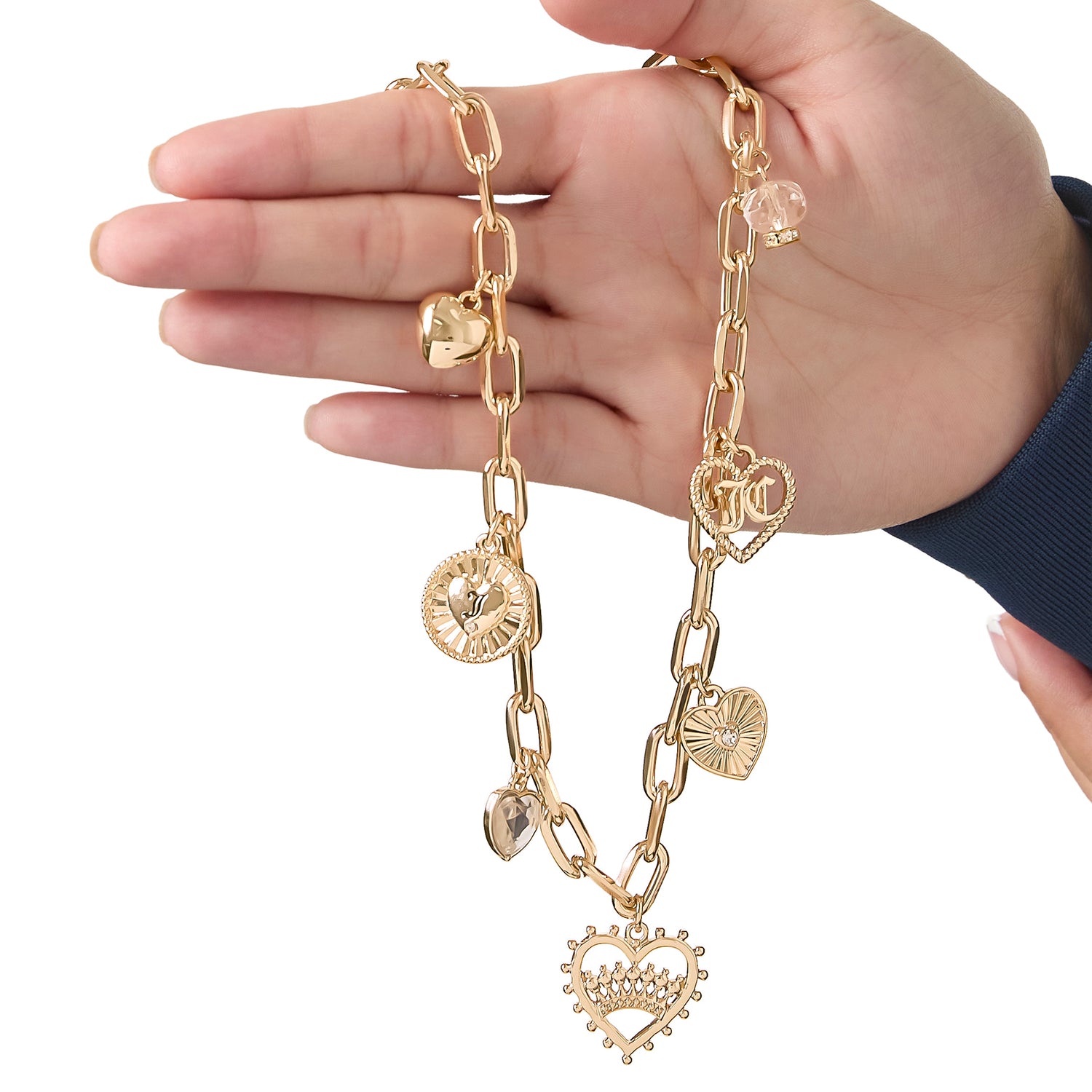 Juicy Couture Heart Juicy Logo Charm Necklace - 18+2''