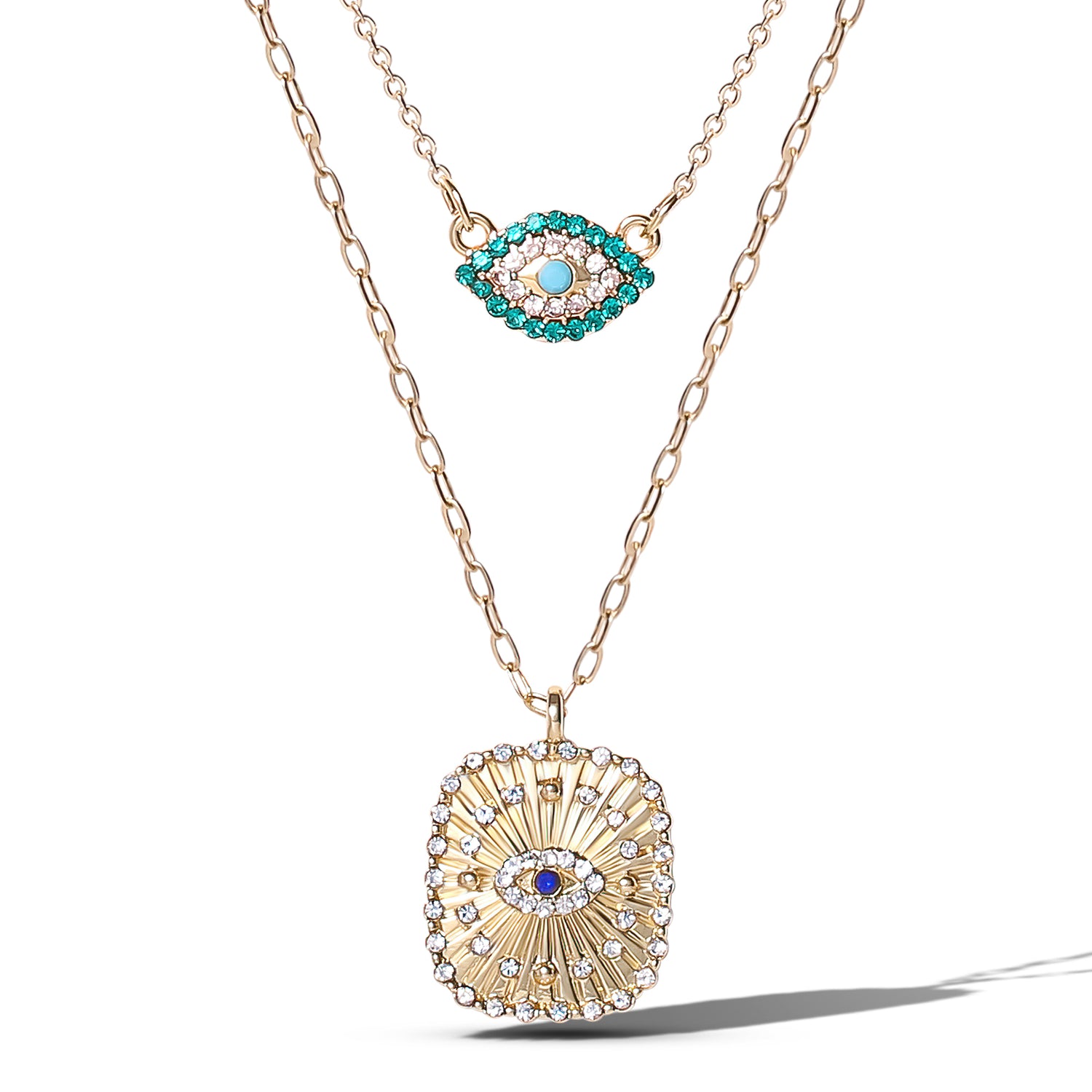 Jessica Simpson Gold-Tone Layered Evil Eye Pendant Necklace Set