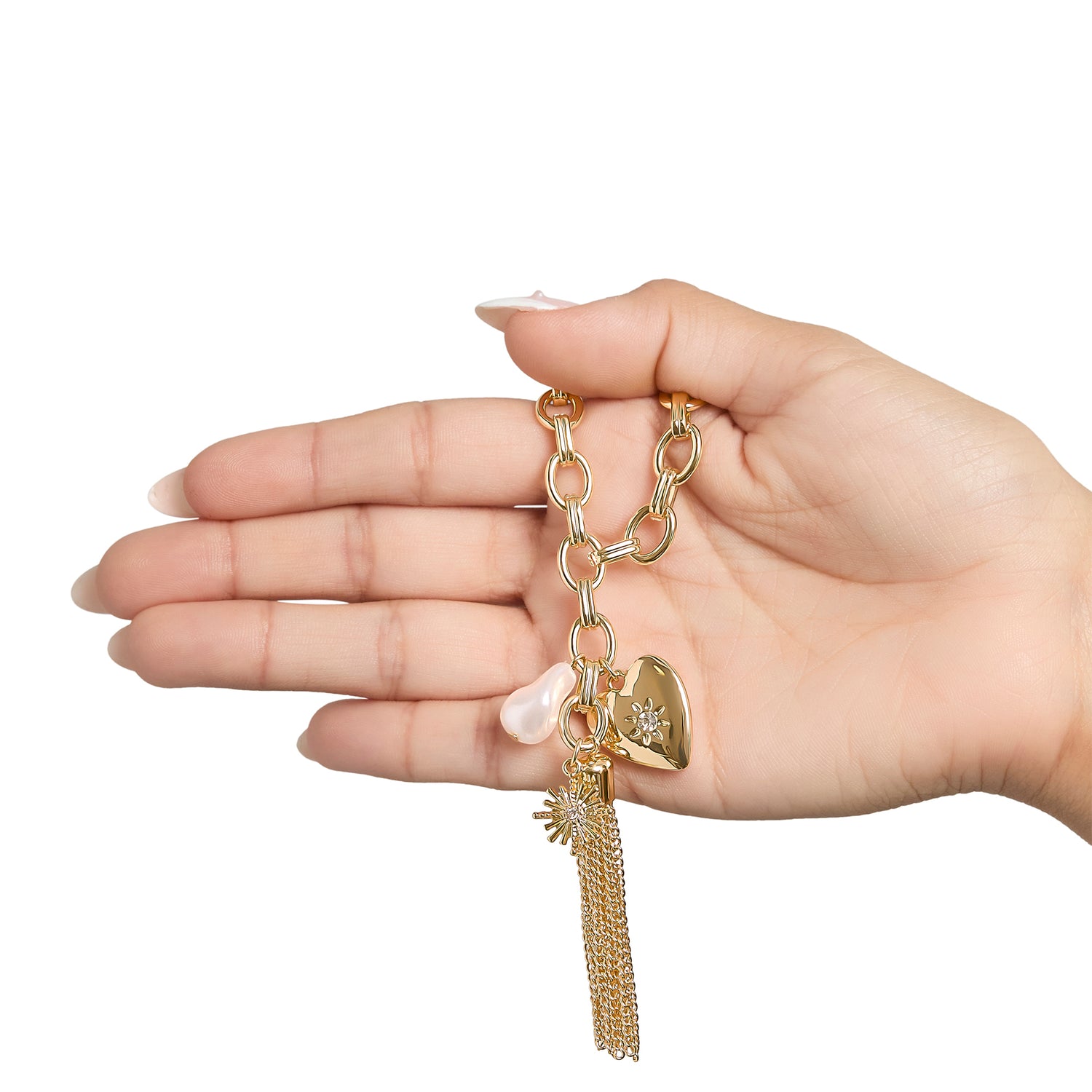 BCBG Generation Chunky Chain Necklace with Pearl and Tassel Accents