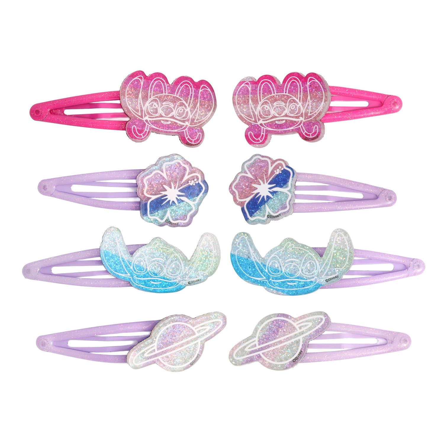 Stitch Hair Clip 8-Piece Set Official License, Snap Back Clips for Hair, Lilo and Stitch Accessories, Small Disney Gifts
