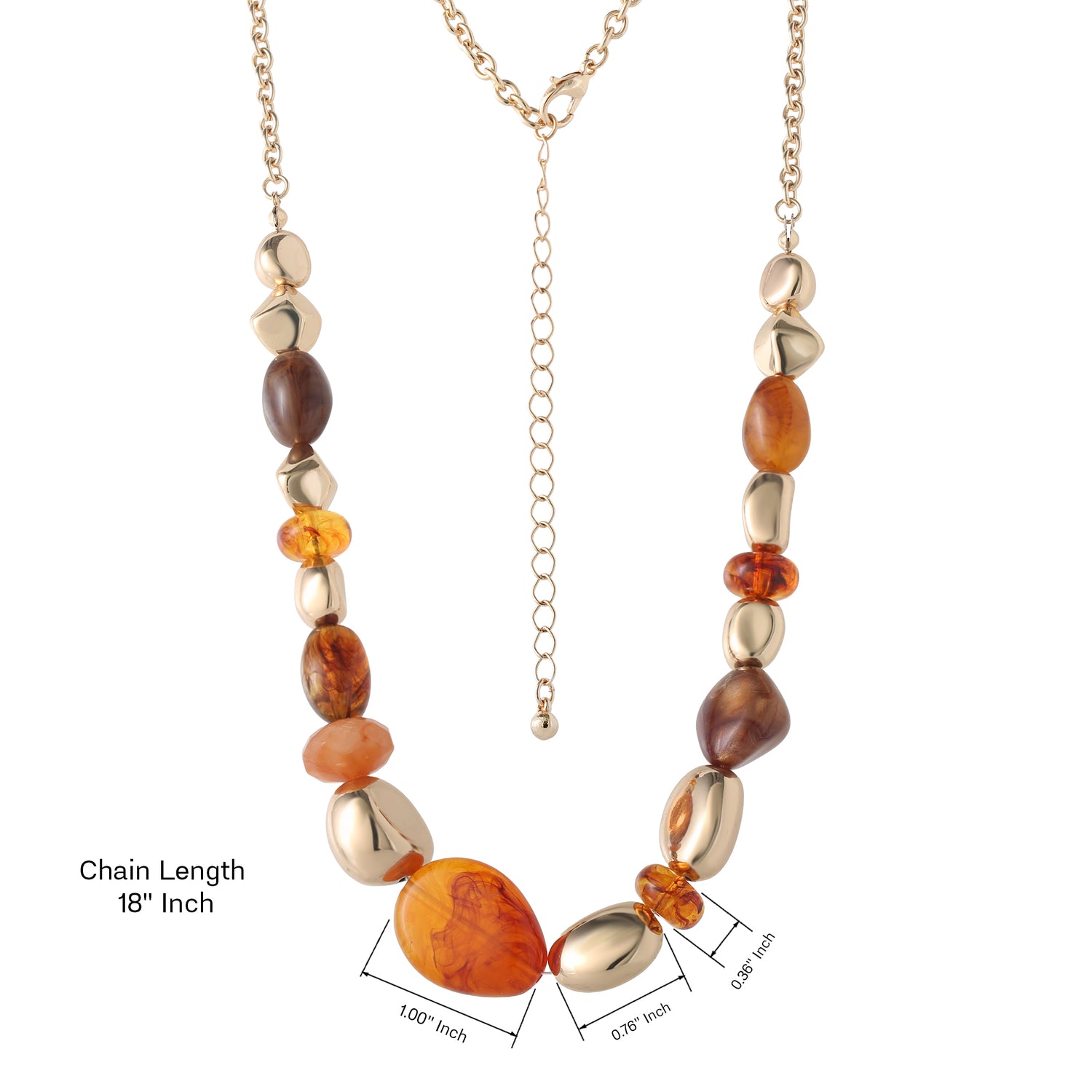 Jessica Simpson Beaded Chunky Necklace Gold-Tone 18"+3", Country and Western Jewelry for Women, Country Concert Necklace