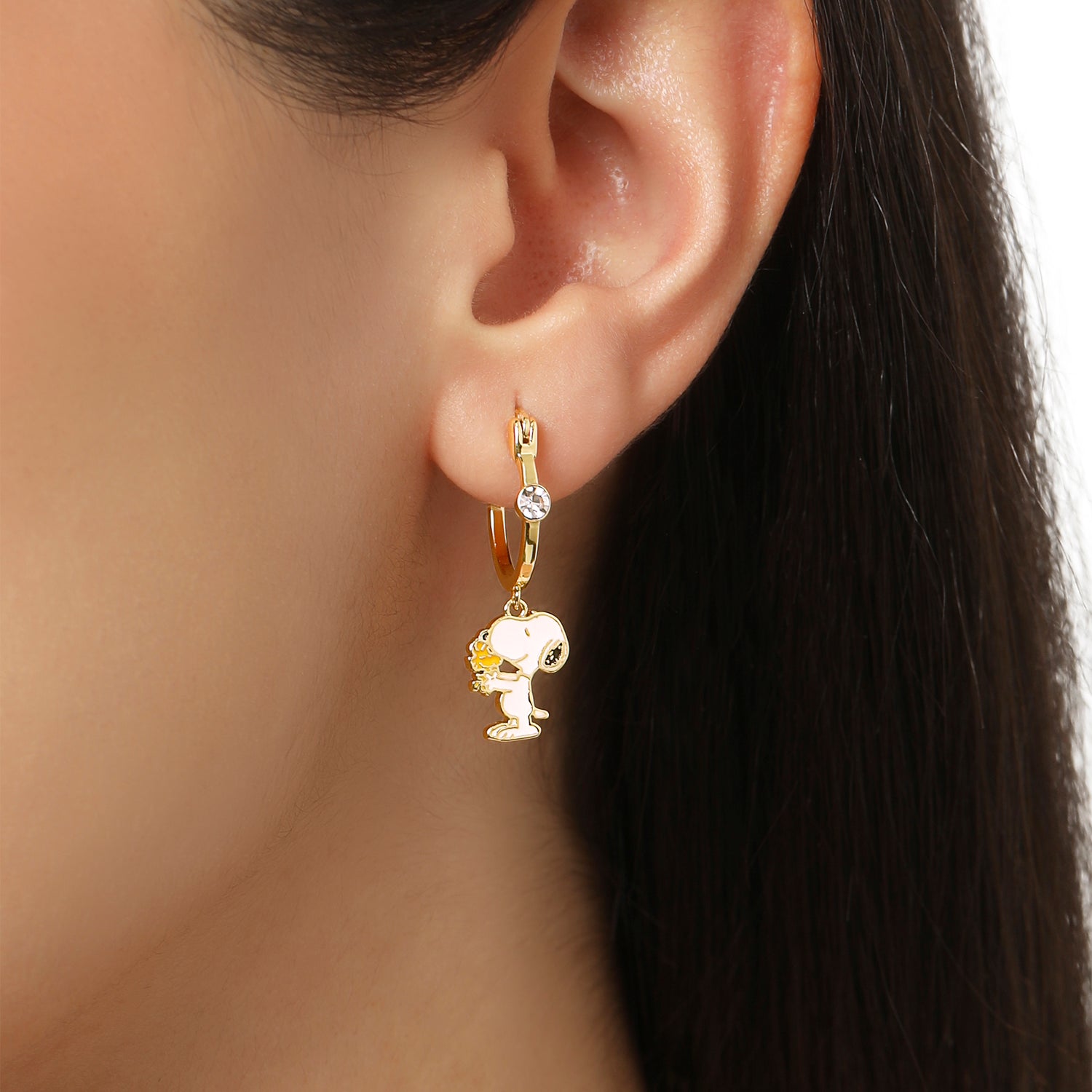 Peanuts Snoopy Earring Set, 2-Pair, Gold-Tone Studs & Dangle Hoops