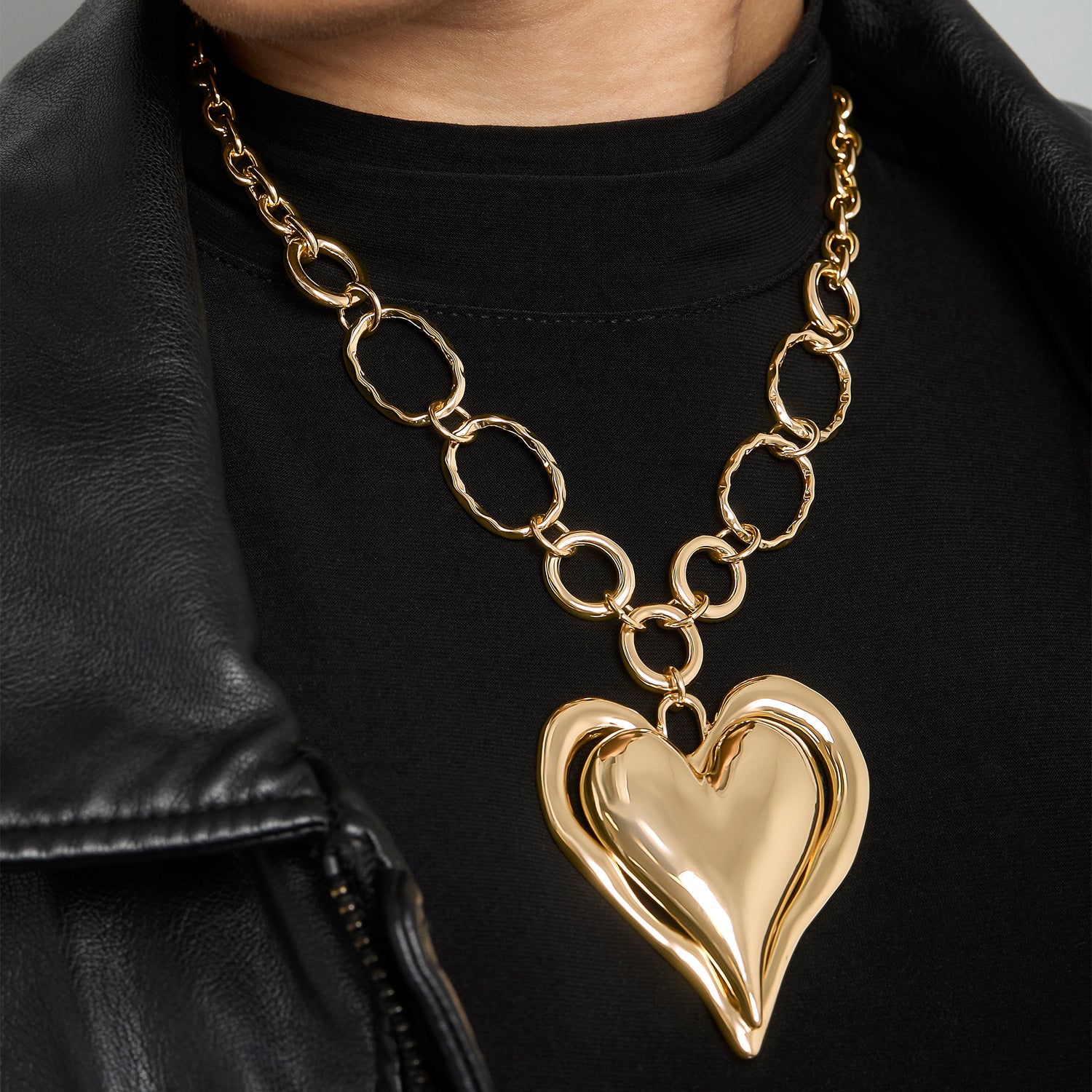 BCBGeneration Linked Chain Heart Pendant Necklace