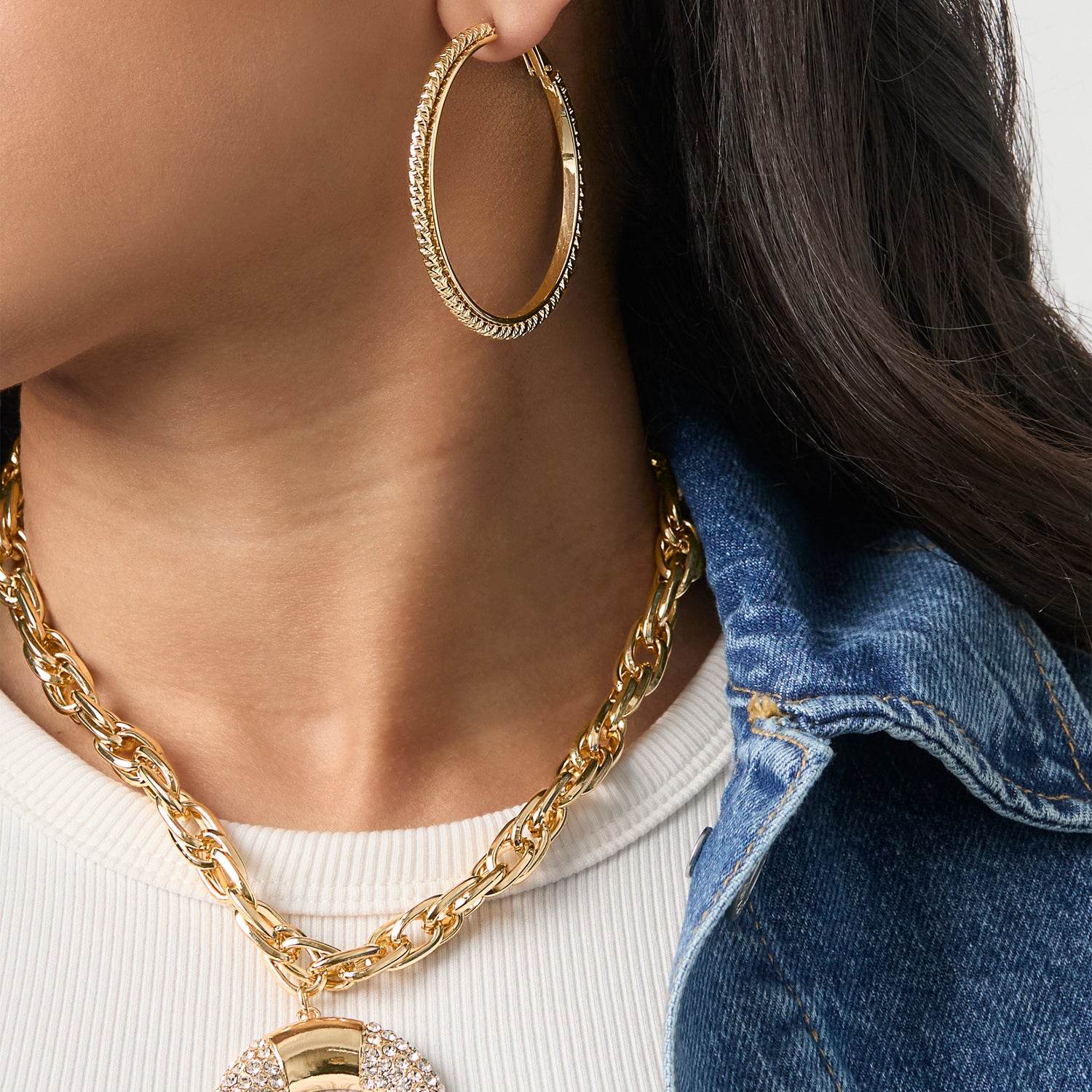 Jessica Simpson 3-Piece Textured Gold-Tone Hoop Earring Set