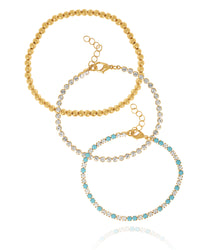Jessica Simpson 3 Piece Bracelet Set with Light Blue Enamel