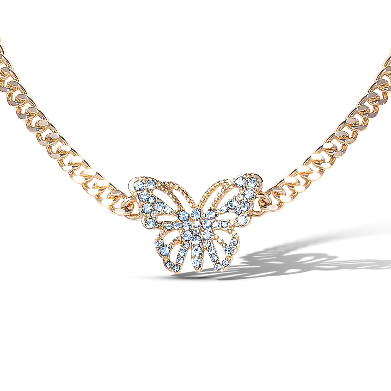JS Jessica Simpson Butterfly Pendant Chain Necklace