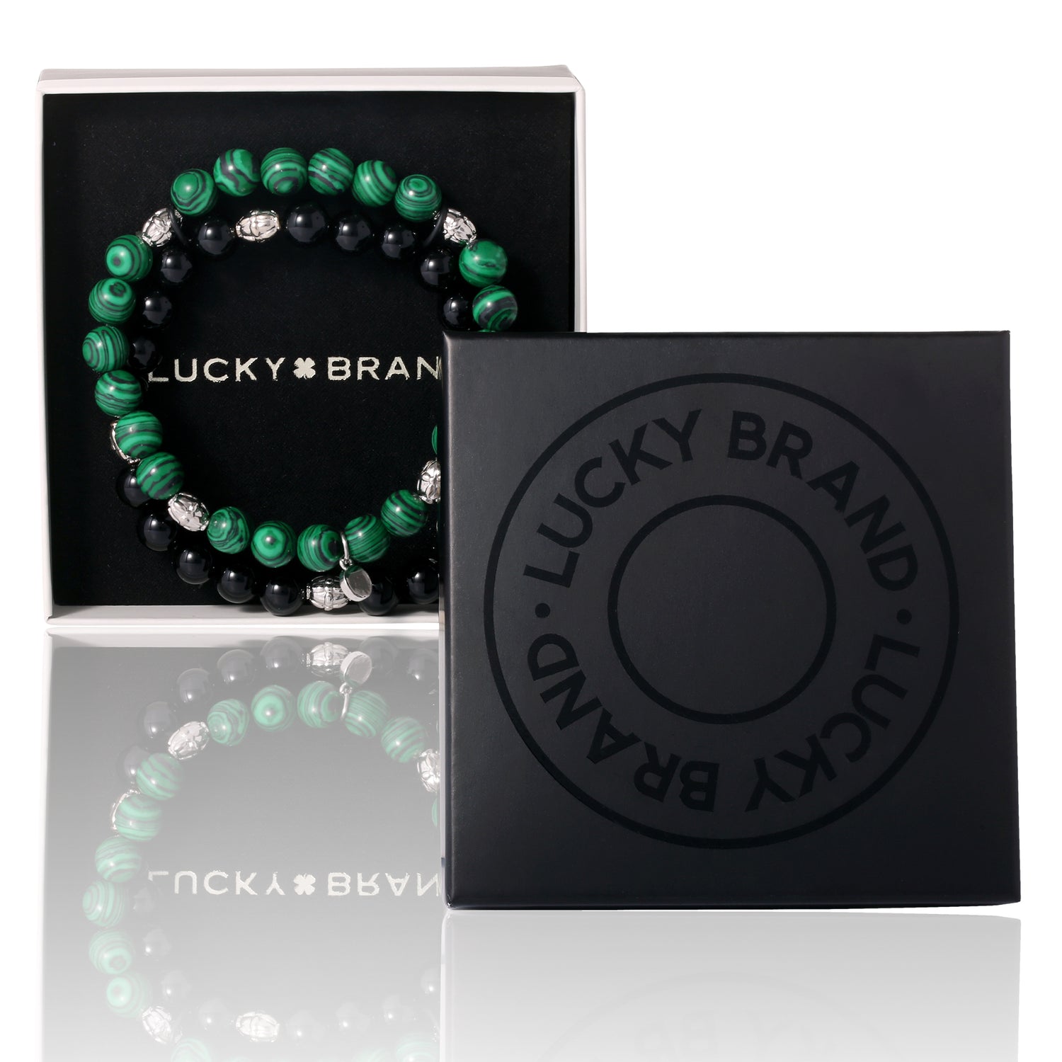 SALLY ROSE Mens Beaded Black Bracelet 2 Pieces, Stretch Mens Bracelets Beads 8mm Black Onyx and Snowflake Obsidian