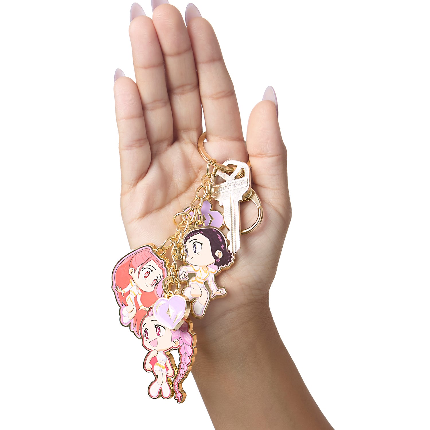 K-Pop Demon Hunters Bag Charm Keychain With Chibi Mira, Zoey, and Rumi Charm