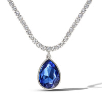 Jessica Simpson Blue Teardrop Sparkling Sapphire Crystal Pendant