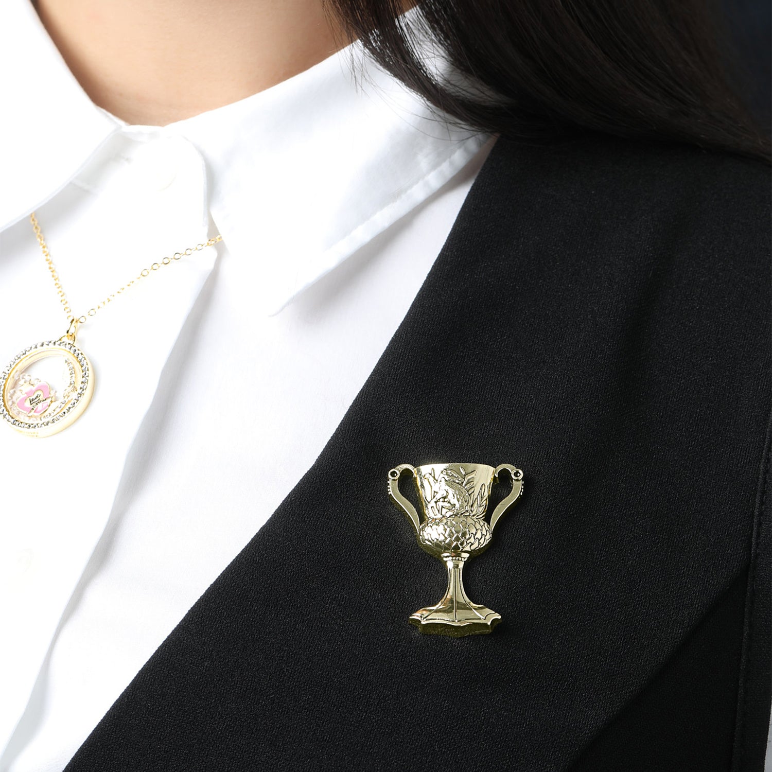 Harry Potter Hufflepuff's Cup Pin, Oxidized Gold-Tone Plating