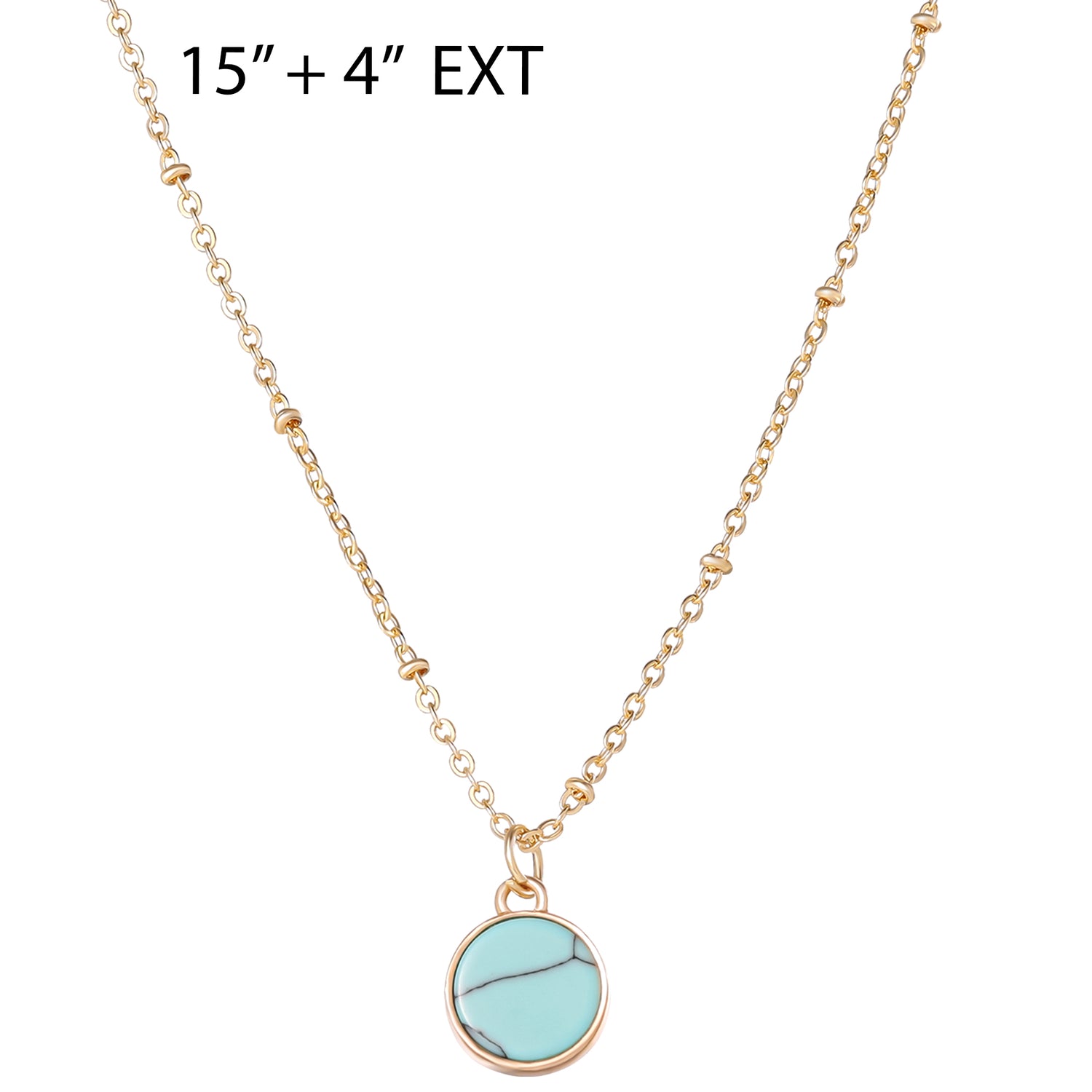 Jessica Simpson Layered Chain Necklace with Turquoise Pendant