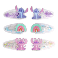 Stitch Hair Clip 6-Piece Set Official License, Snap Back Shaker Hair Clips, Lilo and Stitch Accessories, Small Disney Gifts