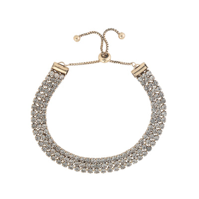 BCBGeneration Adjustable Triple Row Crystal Bracelet in Gold