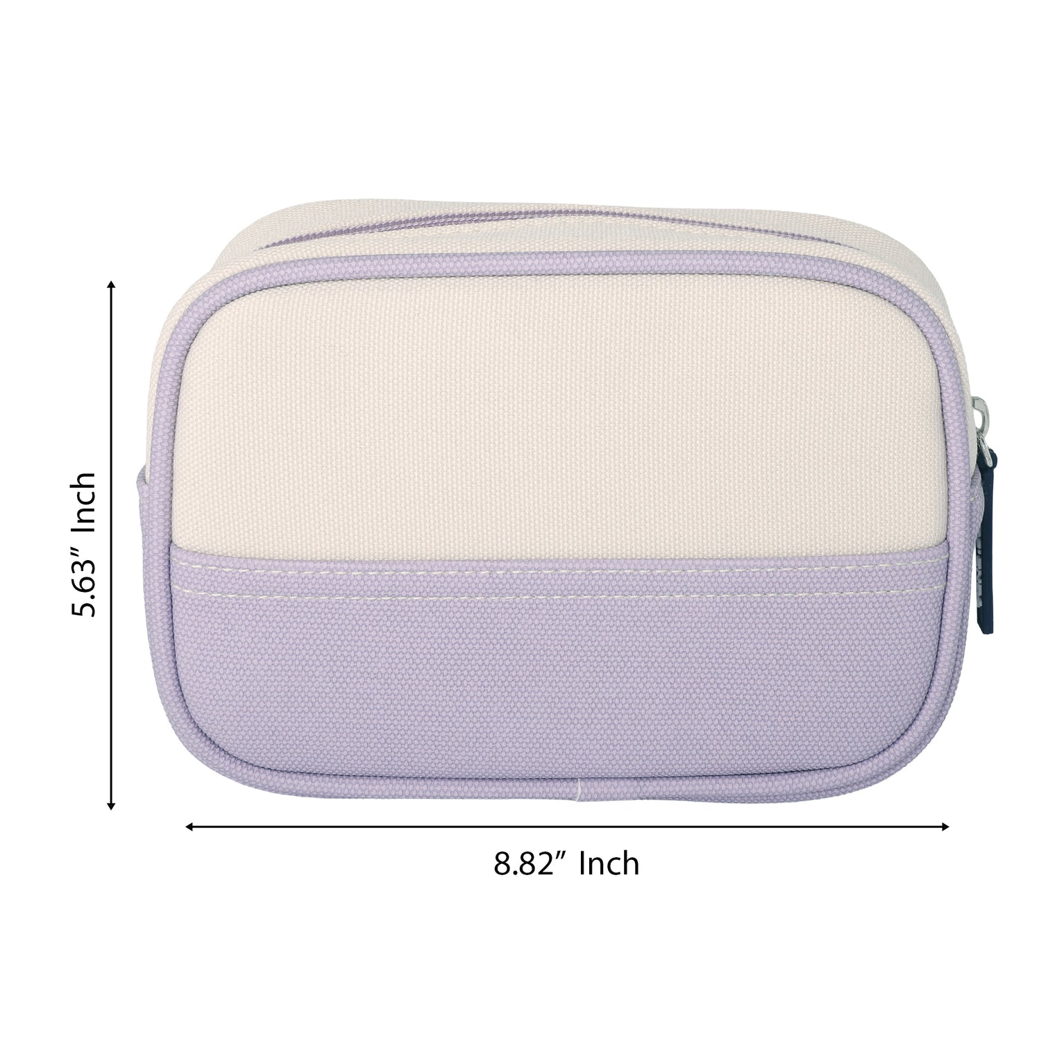 Lands' End Medium Rectangular Dopp Kit for Travel, Striped Canvas Toiletry Bag with Top Zip (Lilac) - Lilac