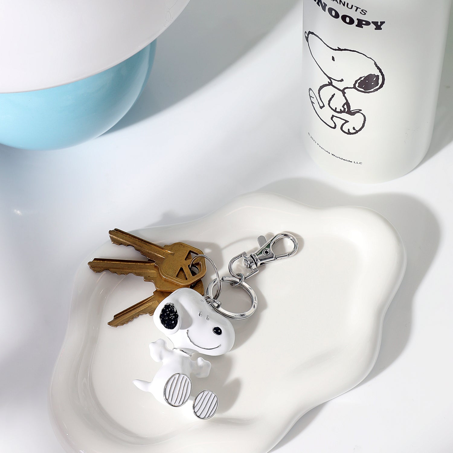Peanuts Snoopy Keychain, Silver-Tone Enamel Bag Charm