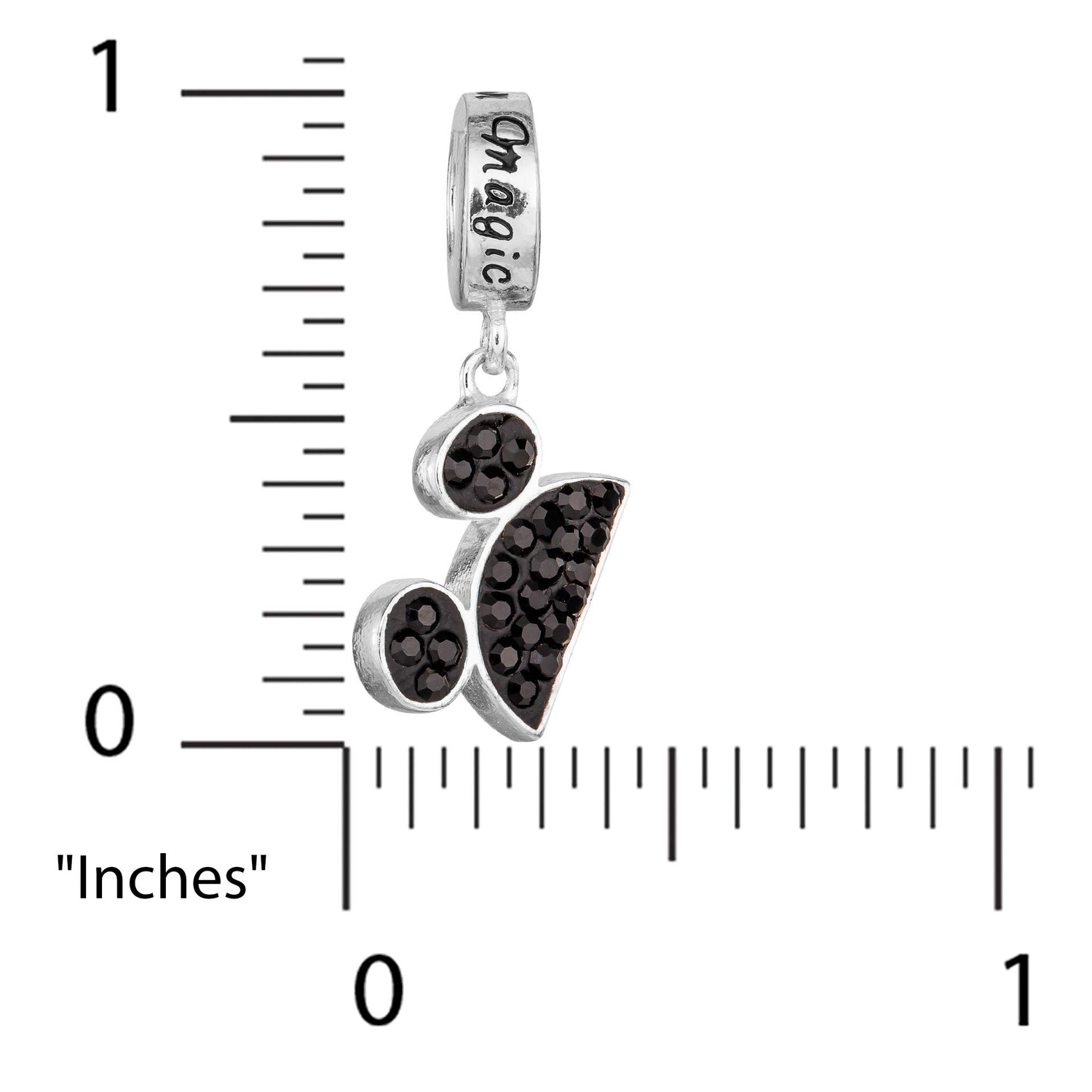Disney Mickey Mouse Sterling Silver Black Crystal Ears Dangle Charm Bead