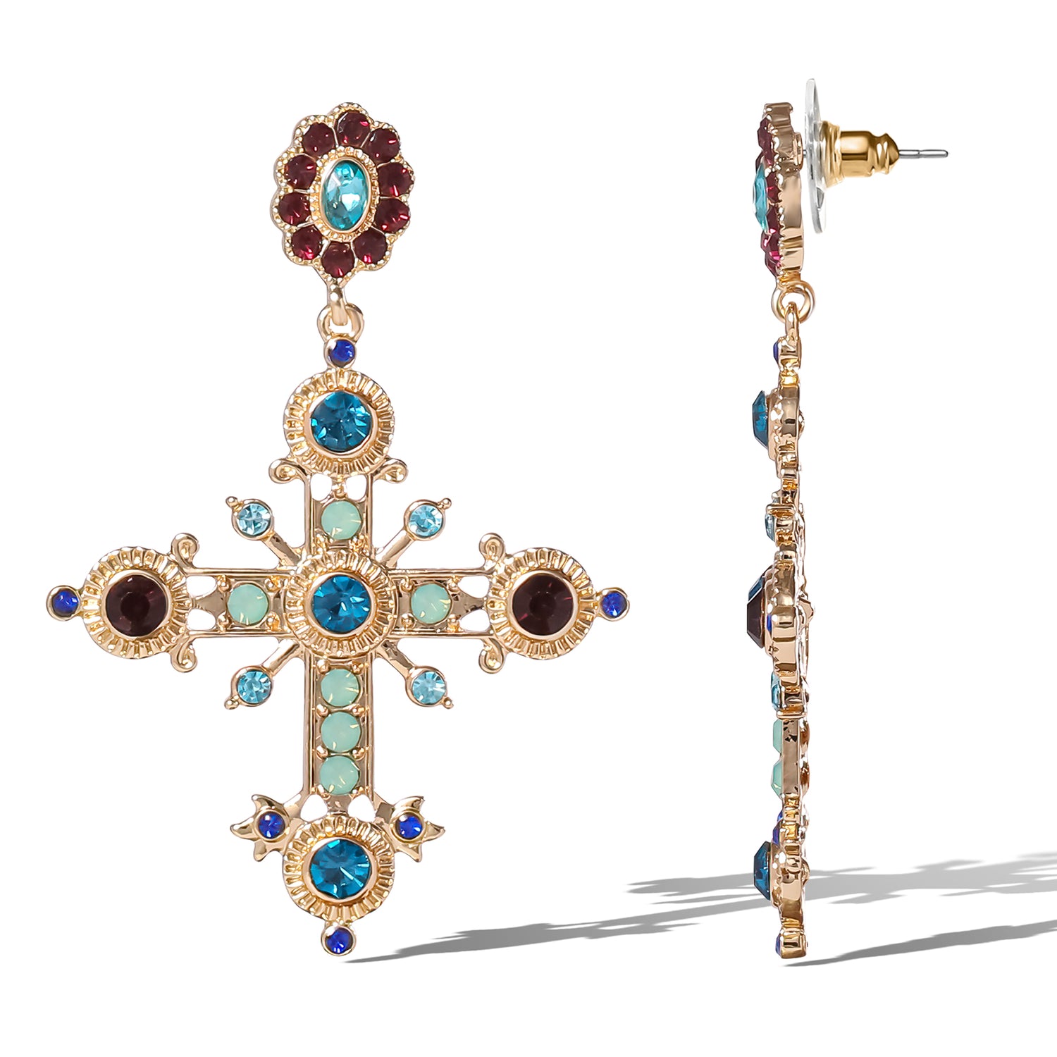 Jessica Simpson Boho Luxe Cross Drop Earrings