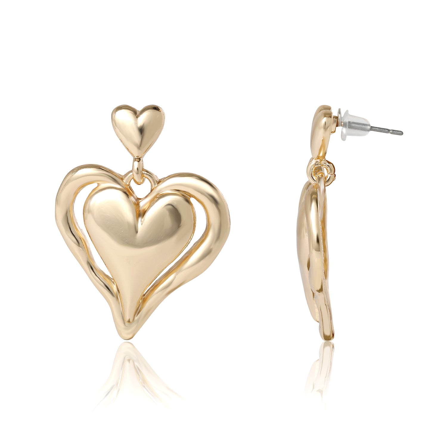 BCBGeneration Double Heart Drop Earrings