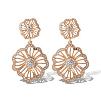 JS Jessica Simpson Gold-Tone Floral Drop Earrings with Pave Crystal Accents