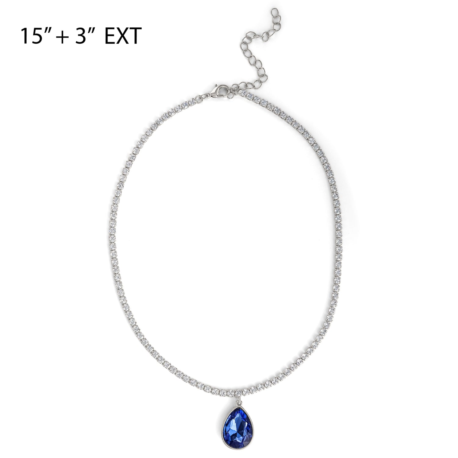 Jessica Simpson Blue Teardrop Sparkling Sapphire Crystal Pendant