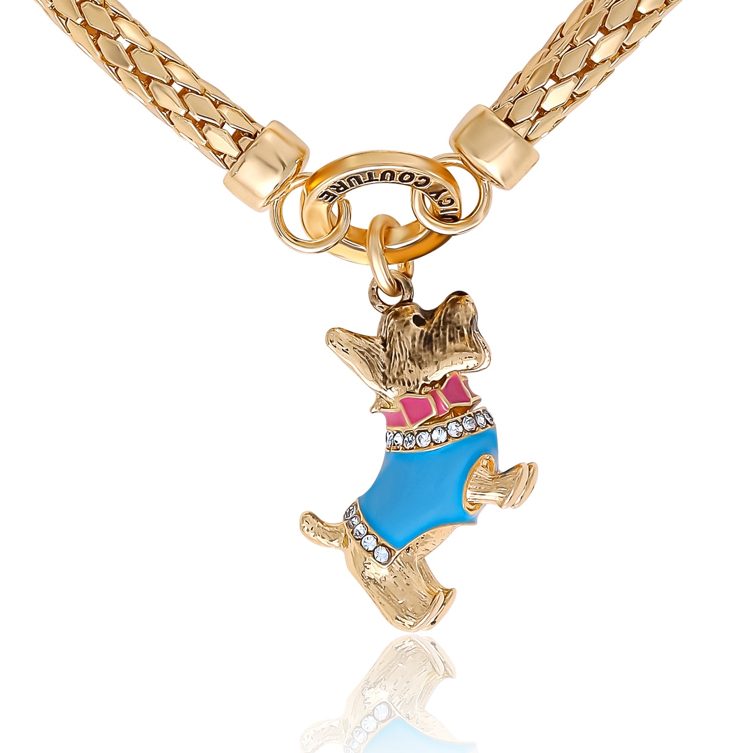 Juicy Couture Double Chain Bracelet with Blue Dog Charm