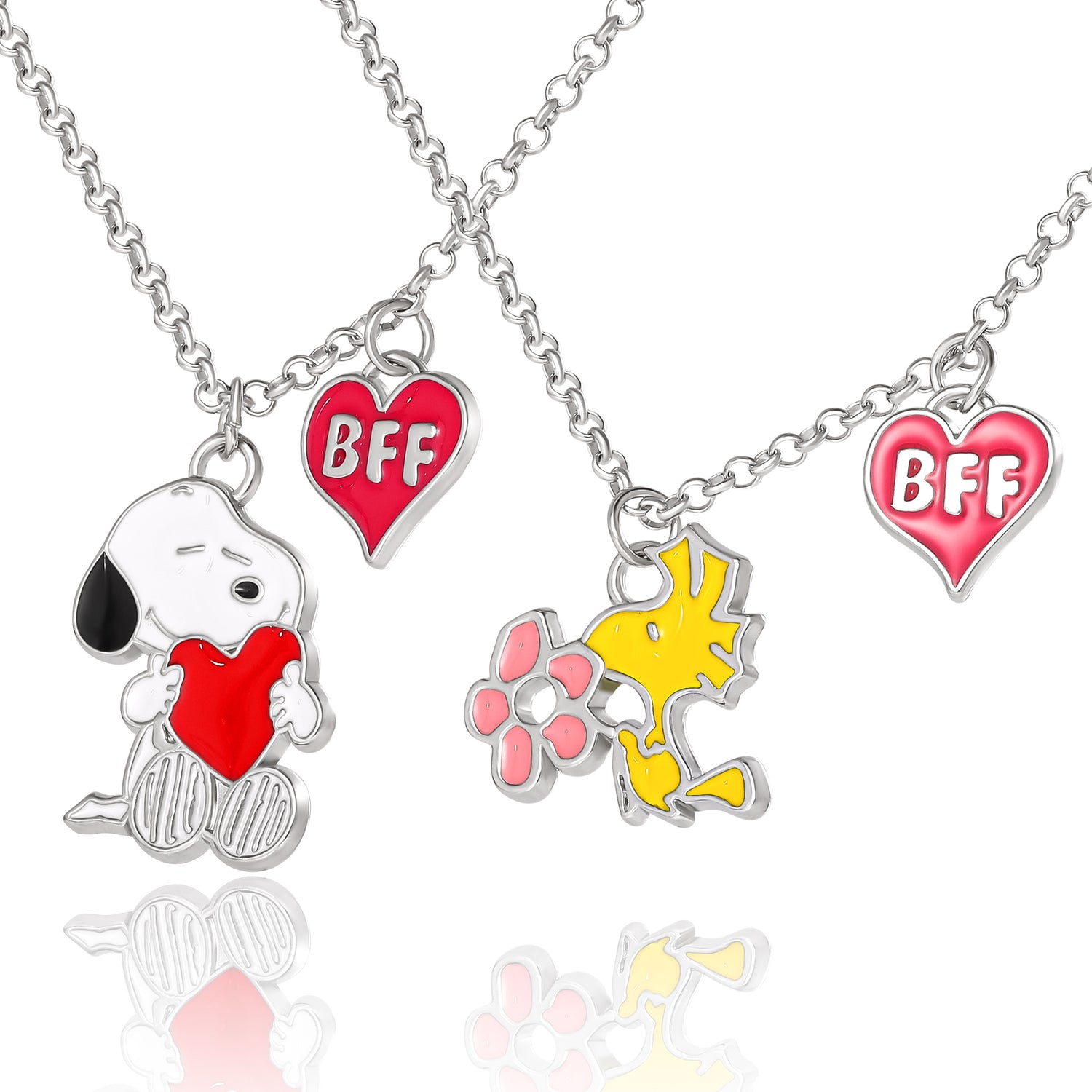 Peanuts Snoopy Woodstock BFF 2 Piece Necklace Set 16" Officially Licensed