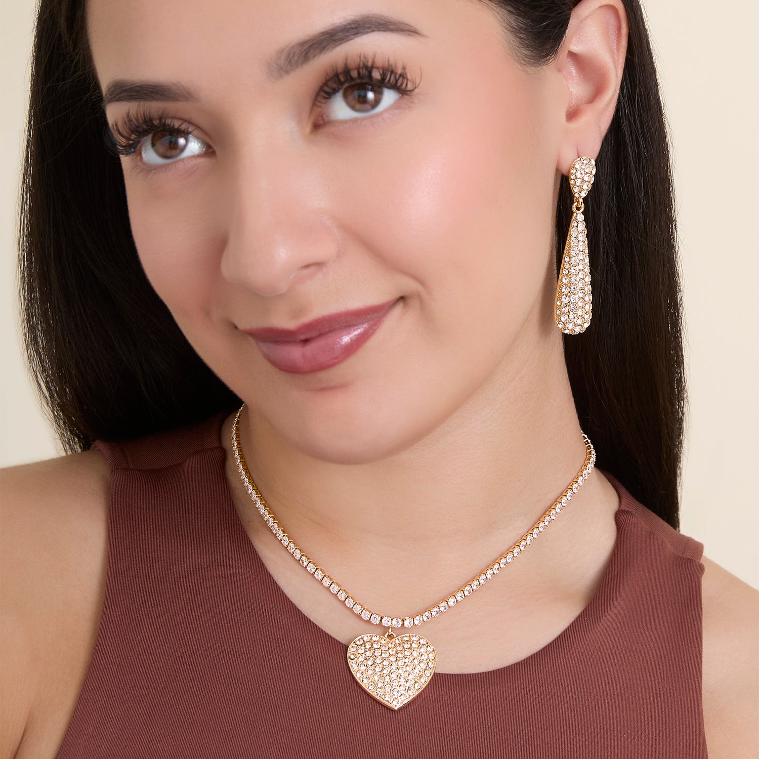JS Jessica Simpson Pave Teardrop Linear Earrings in Silver-Tone