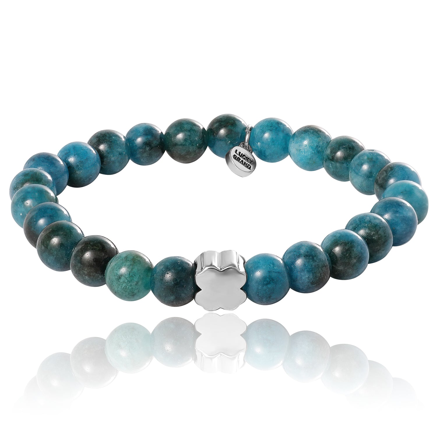 Lucky Brand Blue Teal Jade Stretch Bead Bracelet