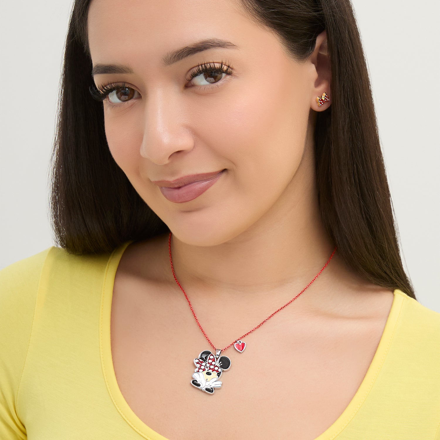 Minnie Mouse and Mickey Heart Necklace