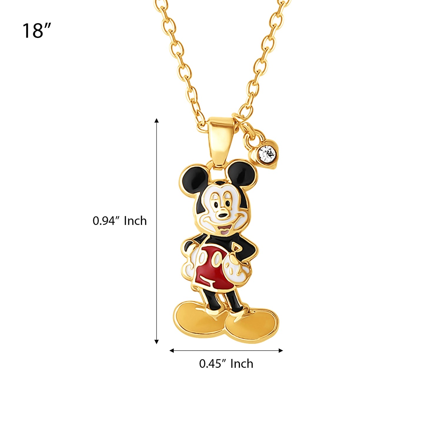 Disney Mickey Mouse Necklace for Women, 18", Enamel-Plated Mickey Pendant