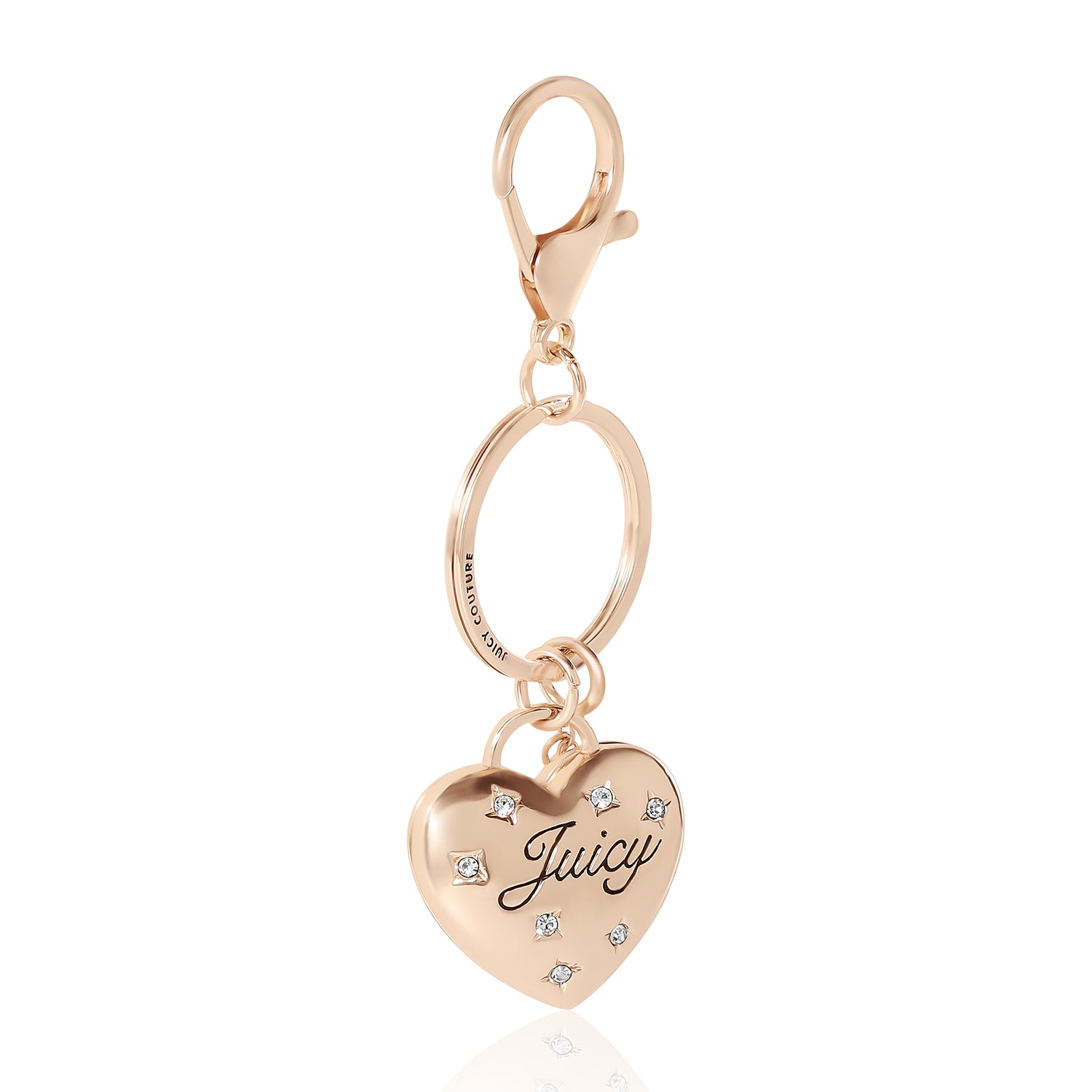 Juicy Couture Constellation Puffy Heart Keychain with Clear Crystals, Juicy Key Chain for Women