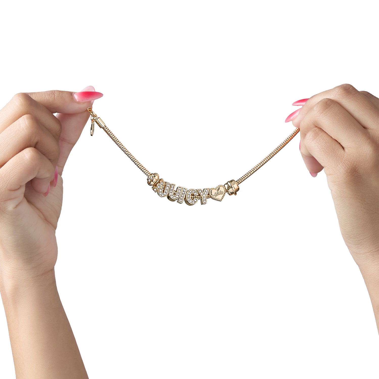 Juicy Couture Logo Charm Bracelets for Women, 7.5", Gold-Tone