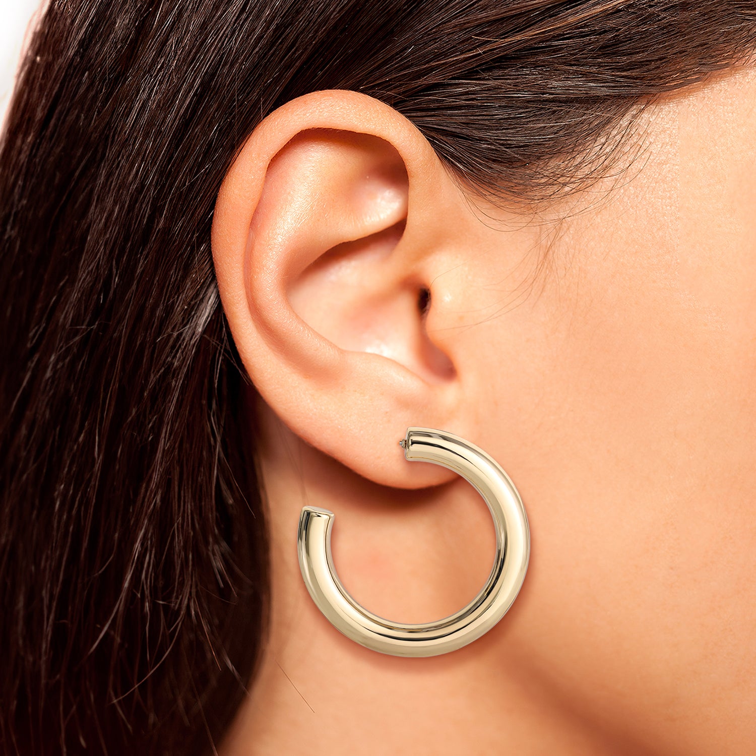 Jessica Simpson Gold-Tone Bold Curved 40 MM Hoop Earrings - Elegant Statement Hoops