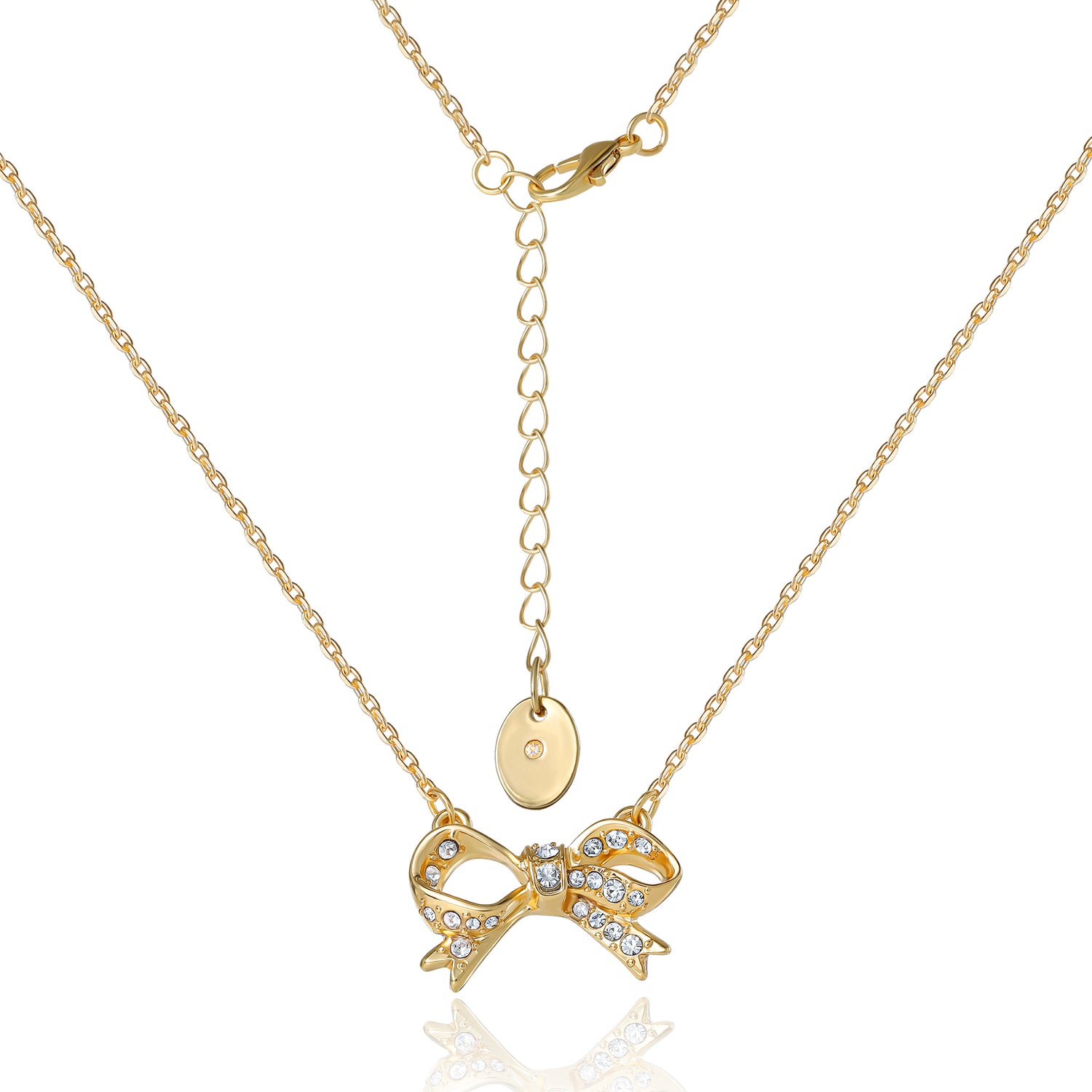 Juicy Couture Pavé Bow Necklace & Stud Earring Set, Gold‑Tone