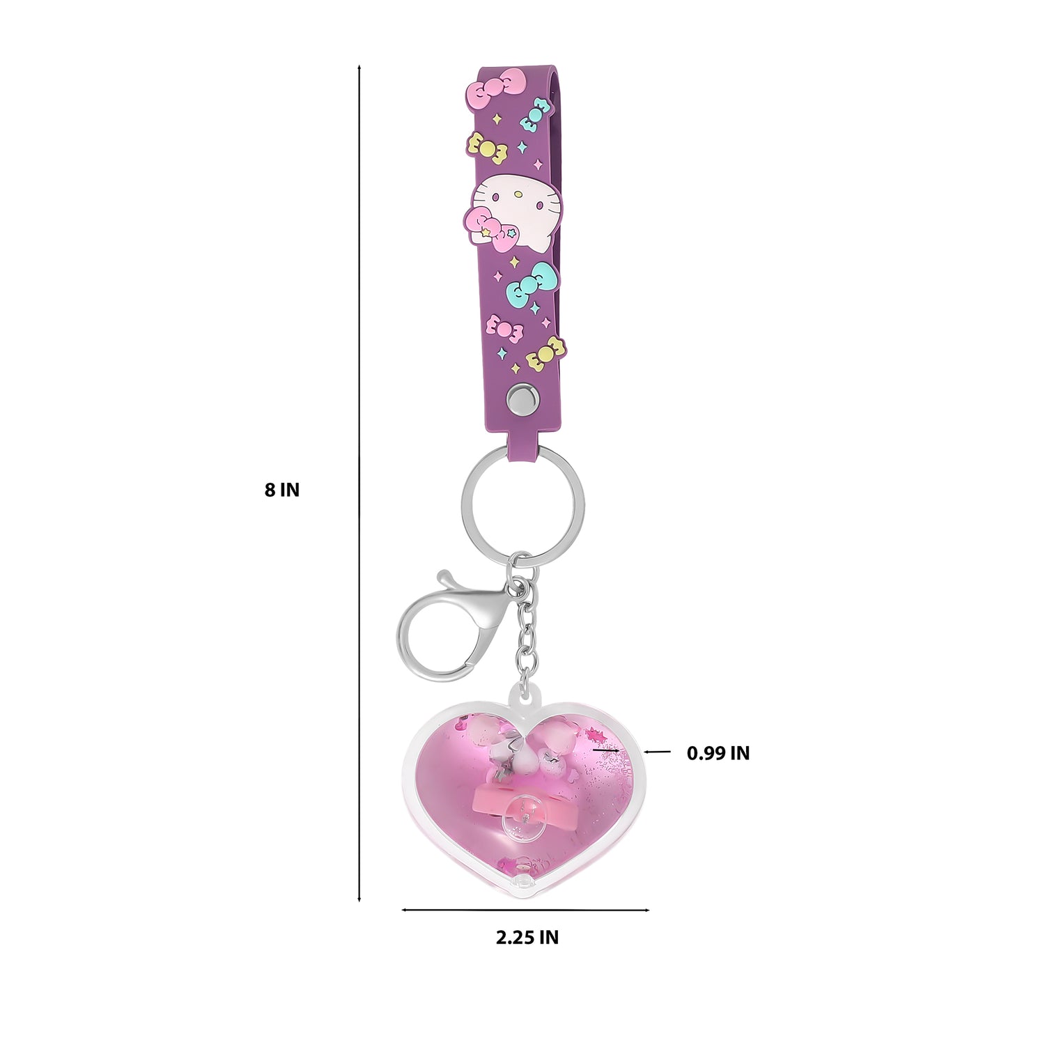 Hello Kitty Acrylic Liquid Heart Keychain, Bag Charm, Kawaii Keychain