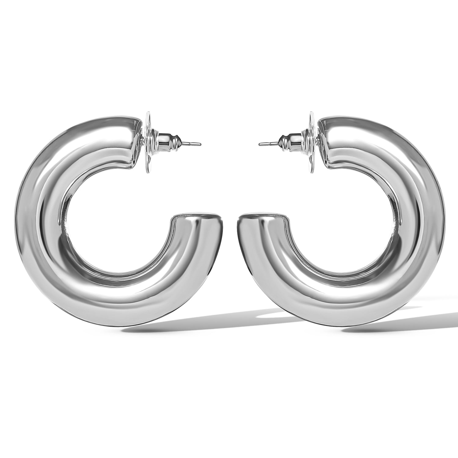 JS Jessica Simpson Chunky Silver Hoop Earrings