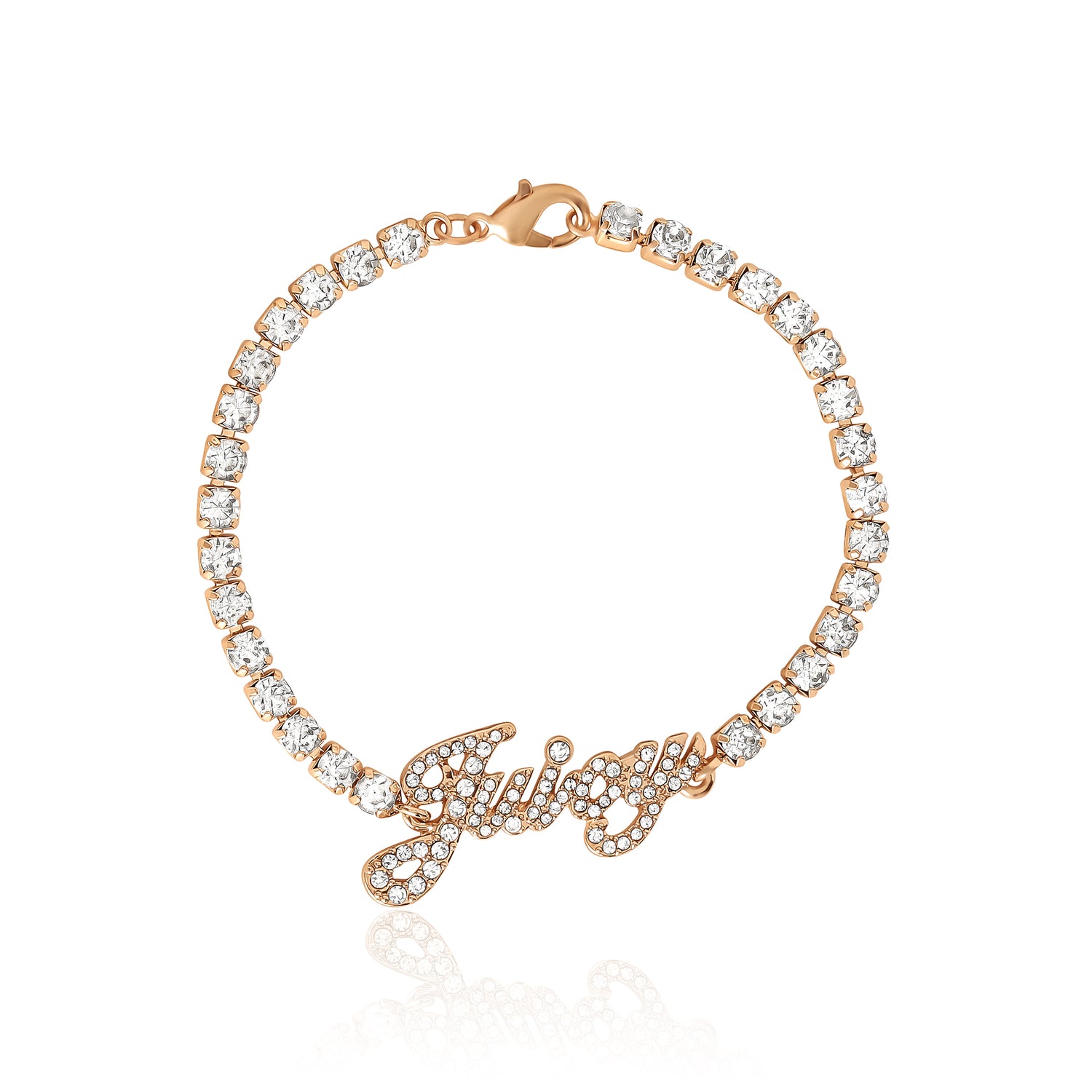 Juicy Couture Crystal Tennis Bracelet with Signature Script Logo Charm