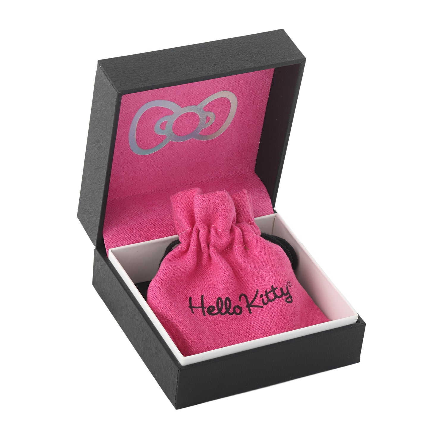Hello Kitty Bow Tennis Bracelet 7.5", Two-Tone Plated Sterling Silver with Created White & Pink Sapphire, Official License