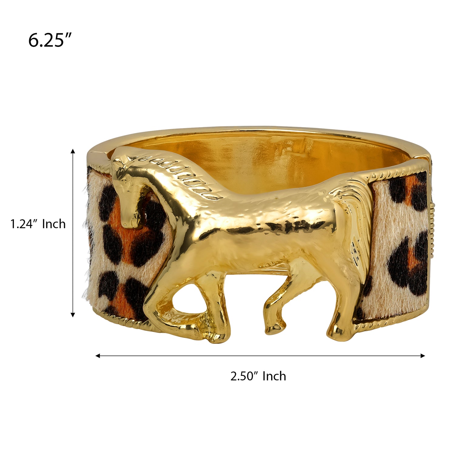 Jessica Simpson Gold-Tone Horse Bracelet Bangle, Leopard Print