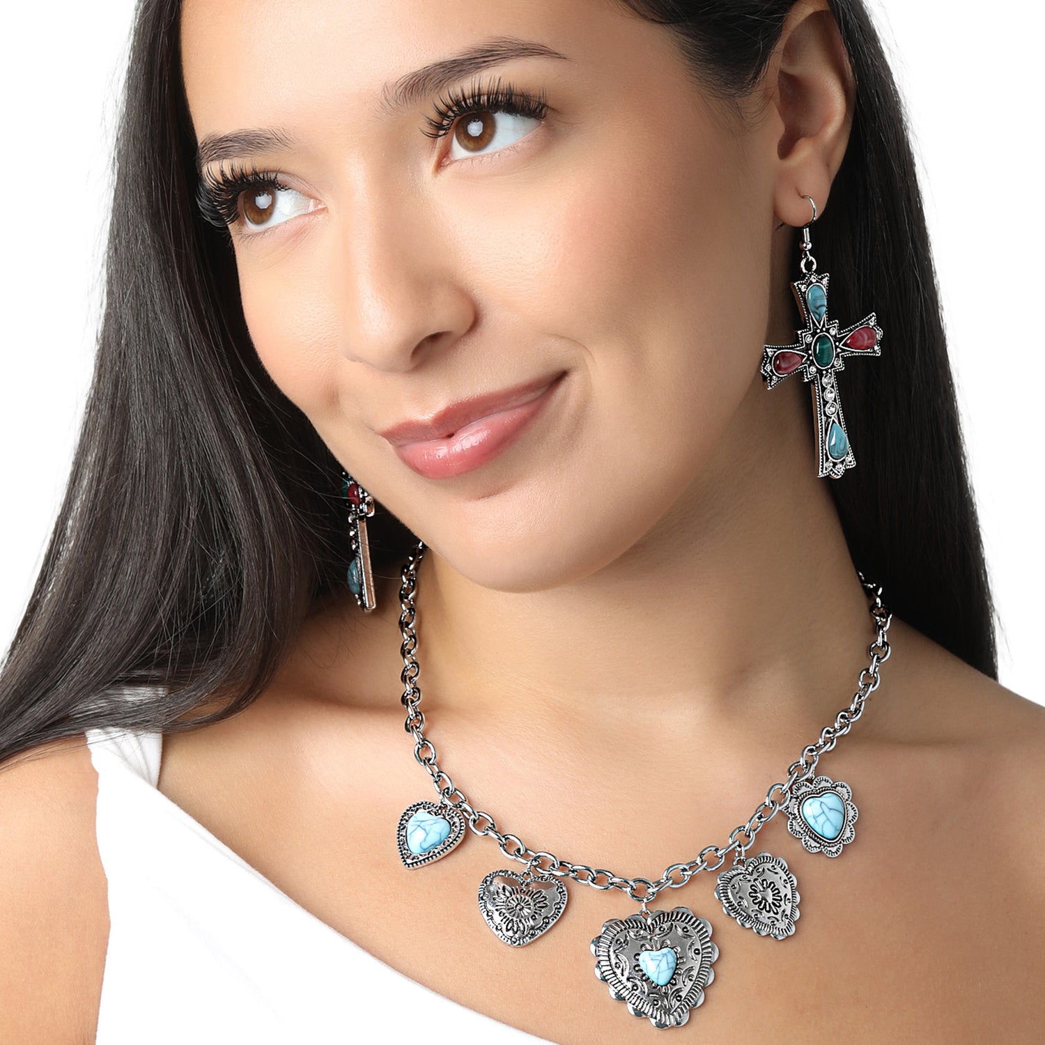Jessica Simpson Cross Earrings for Women with Stones and Crystals