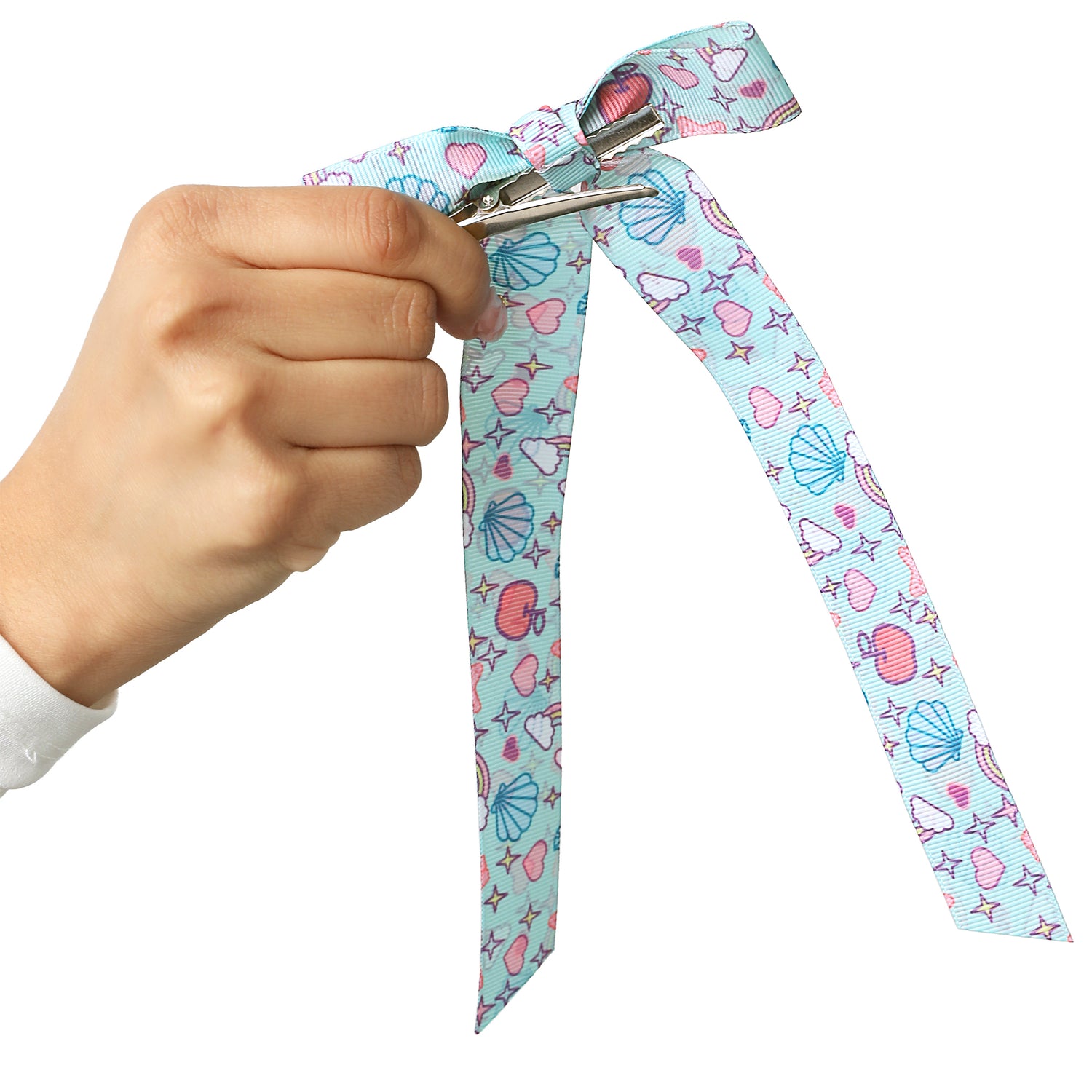 Hello Kitty and Friends Long Hair Bows 7-Piece Set Official License, Sanrio Hair Accessories with Kuromi and My Melody