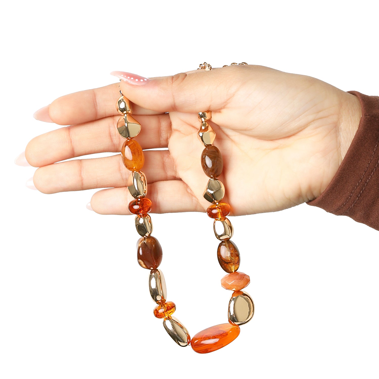Jessica Simpson Beaded Chunky Necklace Gold-Tone 18"+3", Country and Western Jewelry for Women, Country Concert Necklace