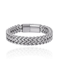 Lucky Brand Men's Silver-Tone Woven Chain Bracelet
