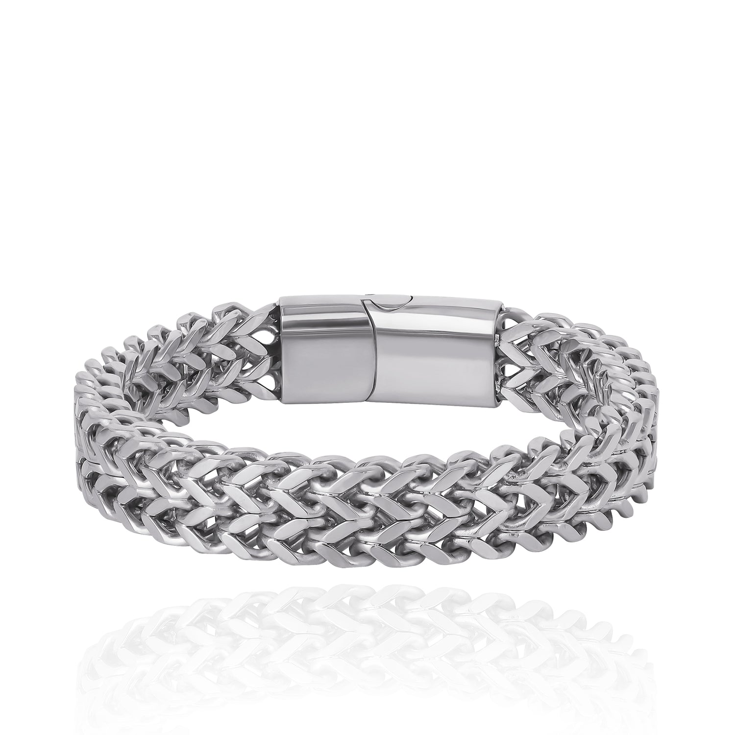 Lucky Brand Men's Silver-Tone Woven Chain Bracelet