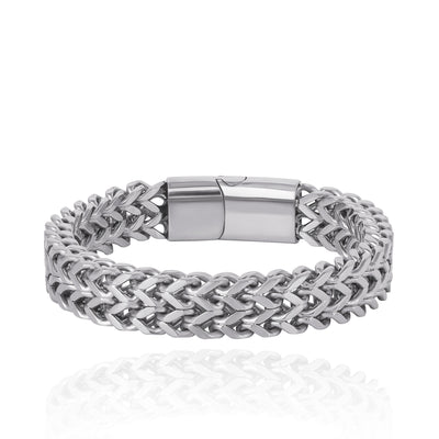 Lucky Brand Men's Silver-Tone Woven Chain Bracelet
