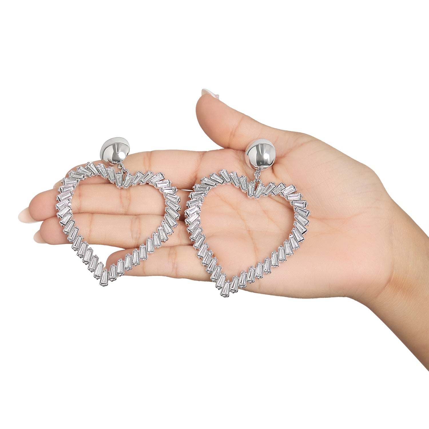 BCBGeneration Silver-Tone Heart Hoop Earrings