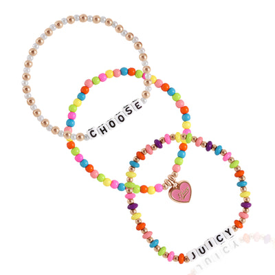 Juicy Couture Kids Choose Juicy Heart Charm 3 Piece Beaded Jewelry
