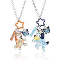 Bluey and Bingo BFF Pendant Necklace Set with Star and Charm Tags - 2 Piece Jewelry Gift