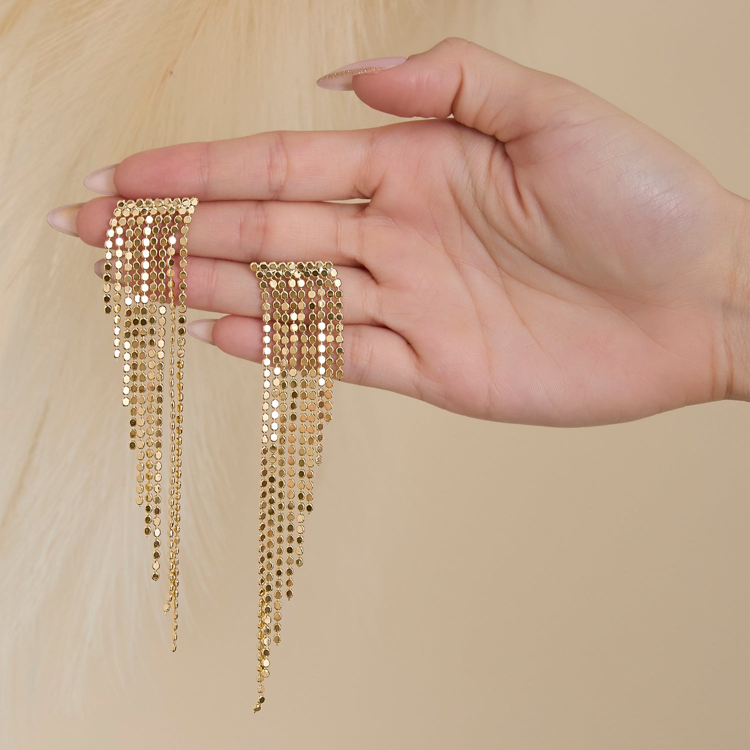 Jessica Simpson Gold Fringe Waterfall Earrings