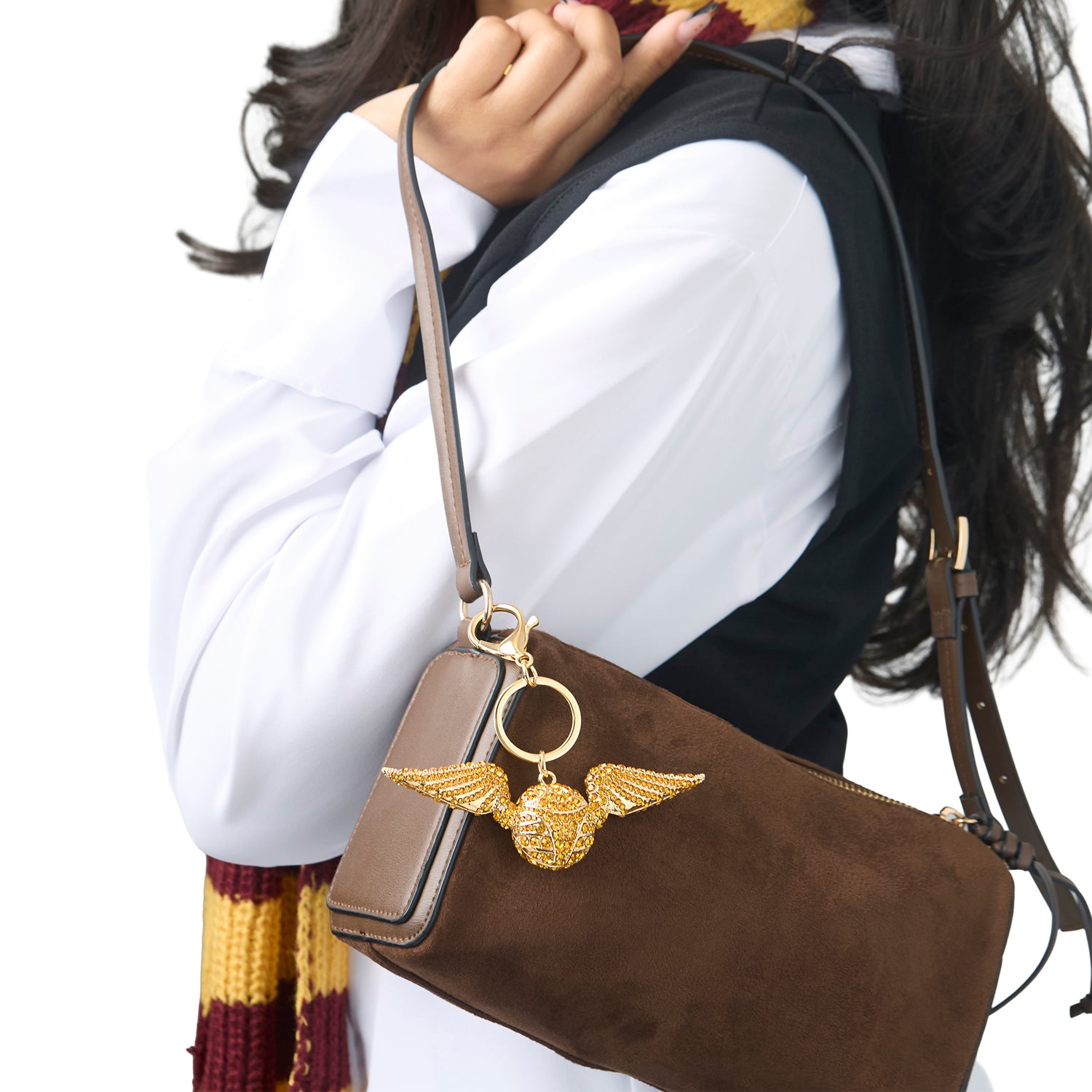 Harry Potter Golden Snitch Keychain Bag Charm Pave Crystal Official License